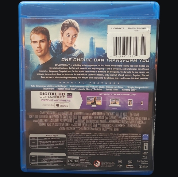 BLU-RAY+DVD "DIVERGENT" 2 DISC SET - Picture 3 of 3